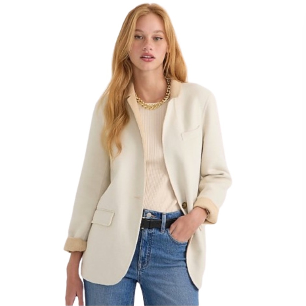 J.Crew Elegant Leighton Blazer Cream Wool Blend Size 4